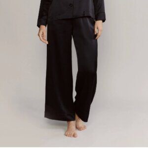 Murano Sleepwear silk wide leg Black Pants pajama m medium